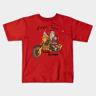 Santa Claus is coming on a motorcycle Kids T-Shirt